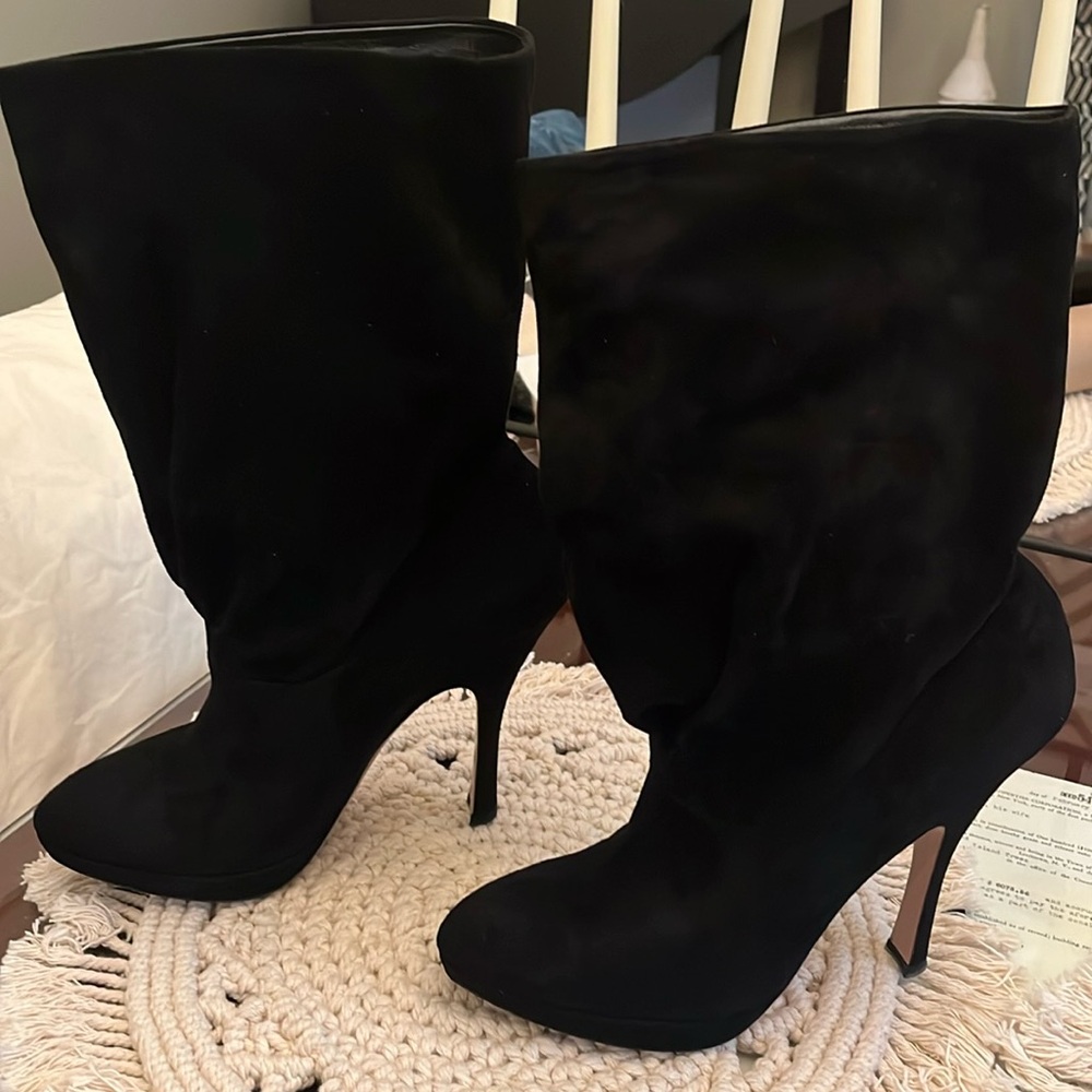 Prada Black Suede Booties